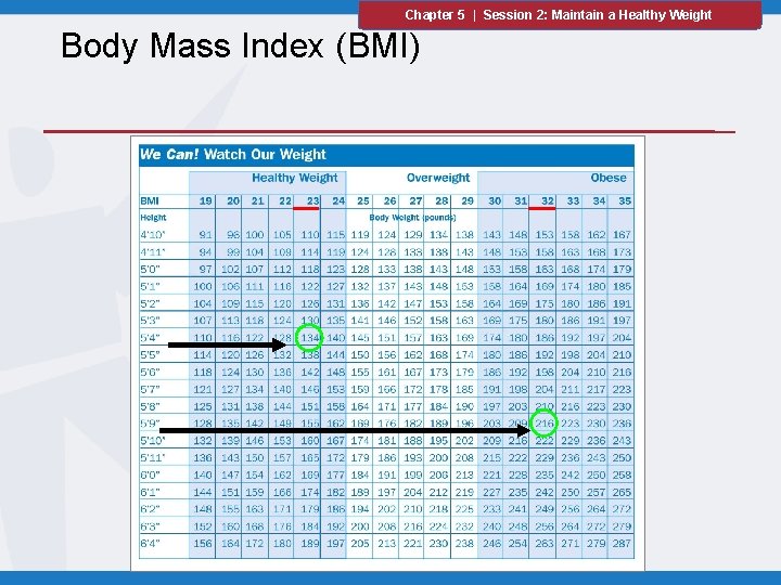 Chapter 5 | Session 2: Maintain a Healthy Weight Body Mass Index (BMI) 