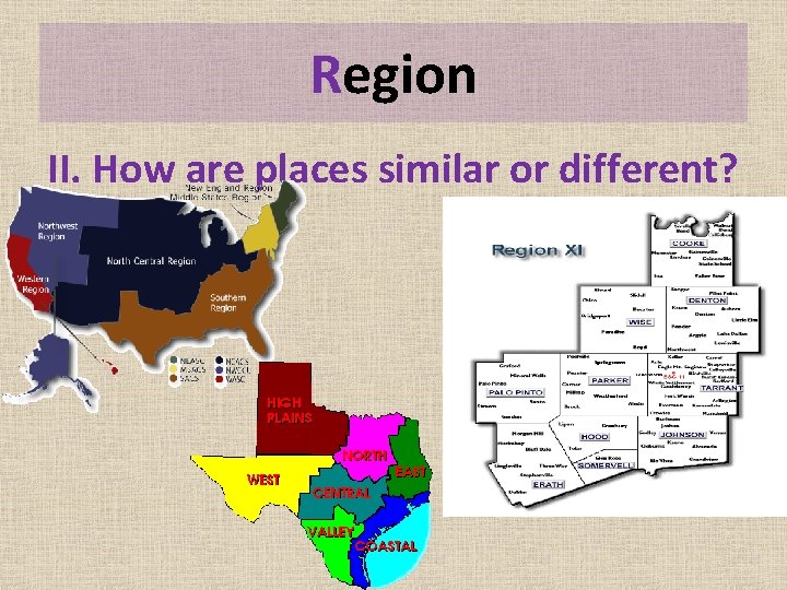 Region II. How are places similar or different? 