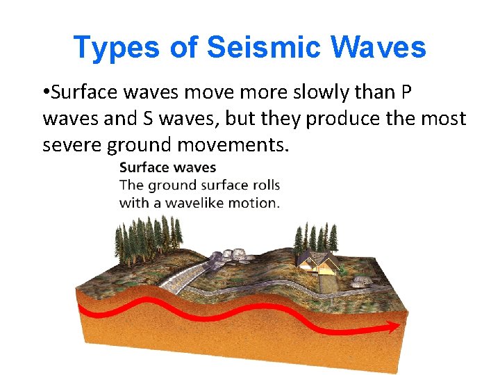 - Earthquakes and Seismic Waves Types of Seismic Waves • Surface waves move more