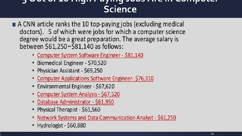 5 Out of 10 High Paying Jobs Are in Computer Science 19 