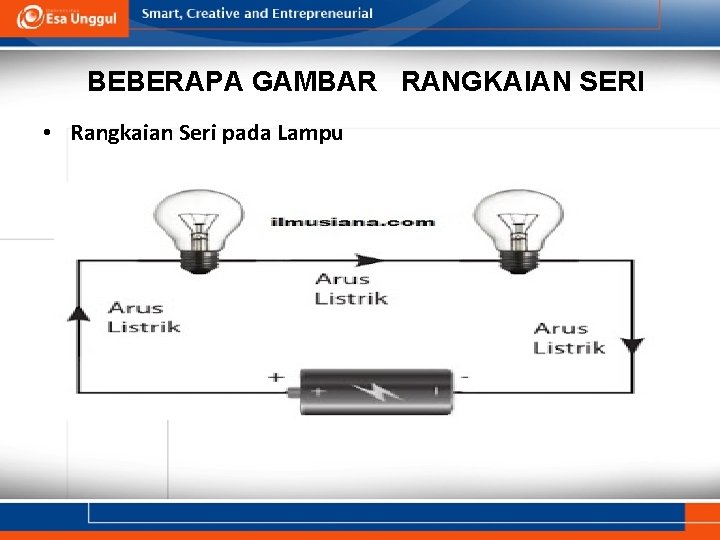 BEBERAPA GAMBAR RANGKAIAN SERI • Rangkaian Seri pada Lampu 