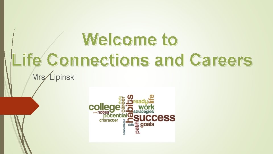 Welcome to Life Connections and Careers Mrs. Lipinski 