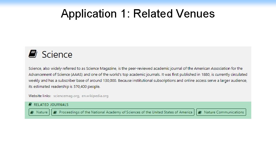 Application 1: Related Venues 