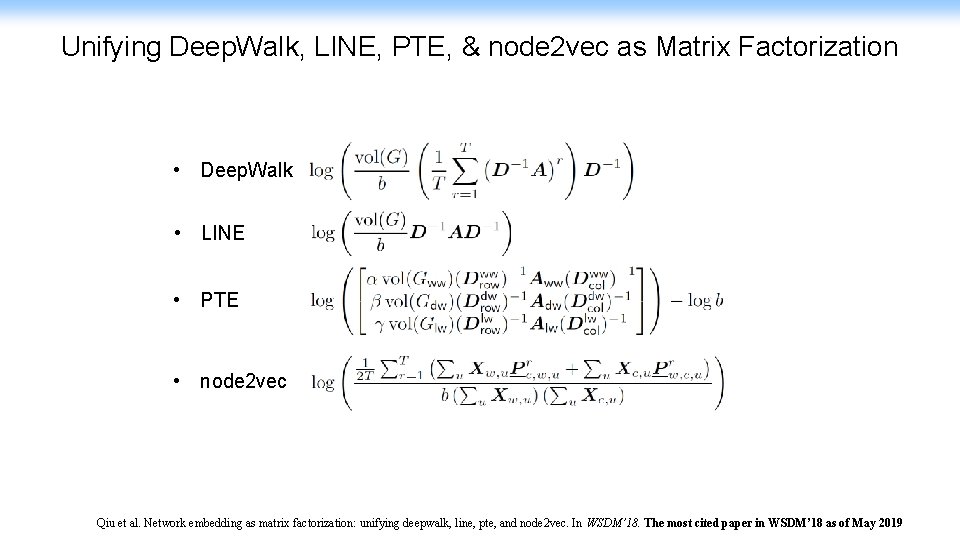 Unifying Deep. Walk, LINE, PTE, & node 2 vec as Matrix Factorization • Deep.