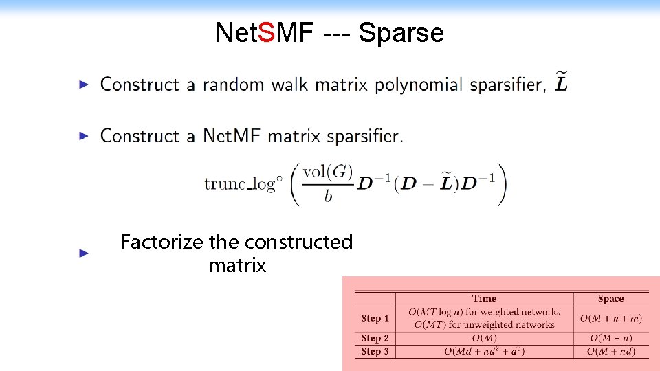Net. SMF --- Sparse Factorize the constructed matrix 