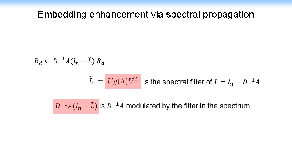 Embedding enhancement via spectral propagation 