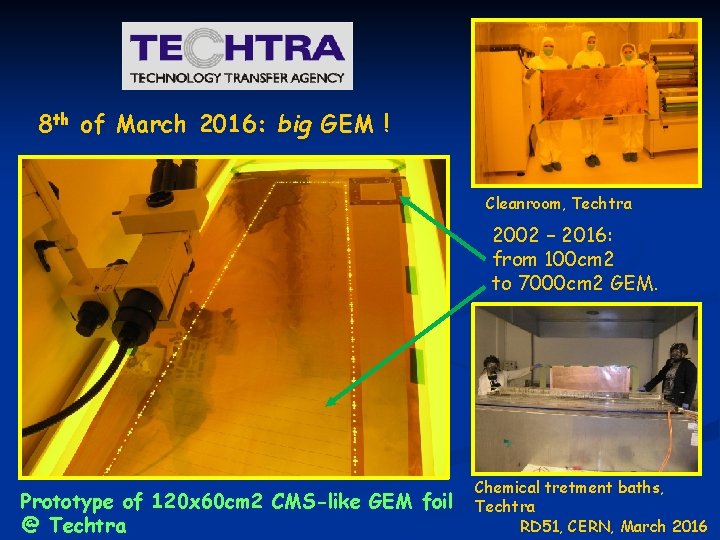 8 th of March 2016: big GEM ! Cleanroom, Techtra 2002 – 2016: from