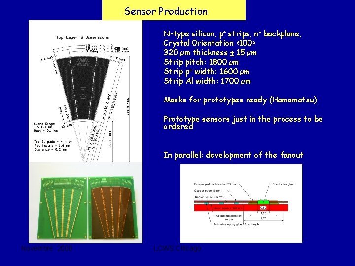 Sensor Production N-type silicon, p+ strips, n+ backplane, Crystal 0 rientation <100> 320 µm