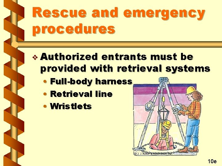 Rescue and emergency procedures v Authorized entrants must be provided with retrieval systems •