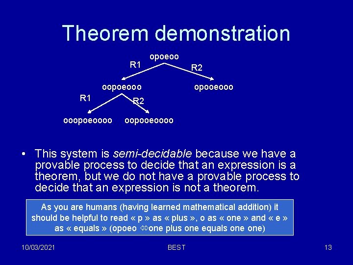 Theorem demonstration R 1 opoeoo R 2 oopoeooo R 1 ooopoeoooo opooeooo R 2 Theorem demonstration R 1 opoeoo R 2 oopoeooo R 1 ooopoeoooo opooeooo R 2