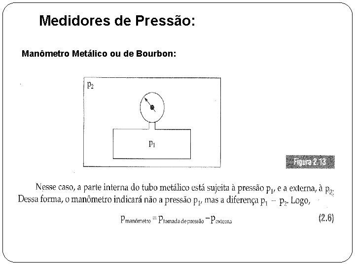 Medidores de Pressão: Manômetro Metálico ou de Bourbon: 