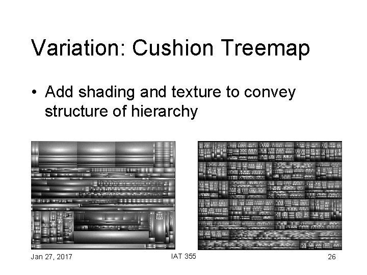 Variation: Cushion Treemap • Add shading and texture to convey structure of hierarchy Jan