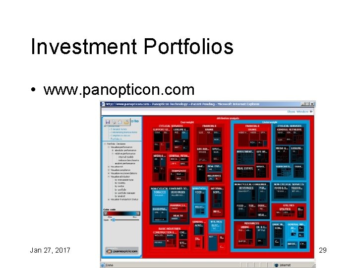 Investment Portfolios • www. panopticon. com Jan 27, 2017 IAT 355 29 