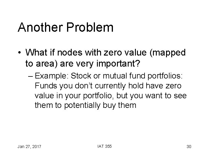 Another Problem • What if nodes with zero value (mapped to area) are very