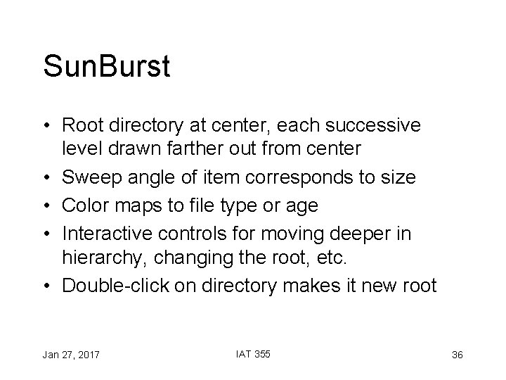 Sun. Burst • Root directory at center, each successive level drawn farther out from