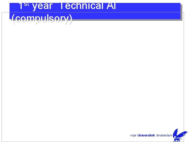1 st year Technical AI (compulsory) vrije Universiteit Amsterdam 1 st year Technical AI (compulsory) vrije Universiteit Amsterdam