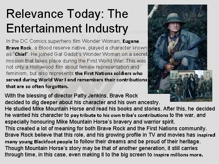 Relevance Today: The Entertainment Industry In the DC Comics superhero film Wonder Woman, Eugene