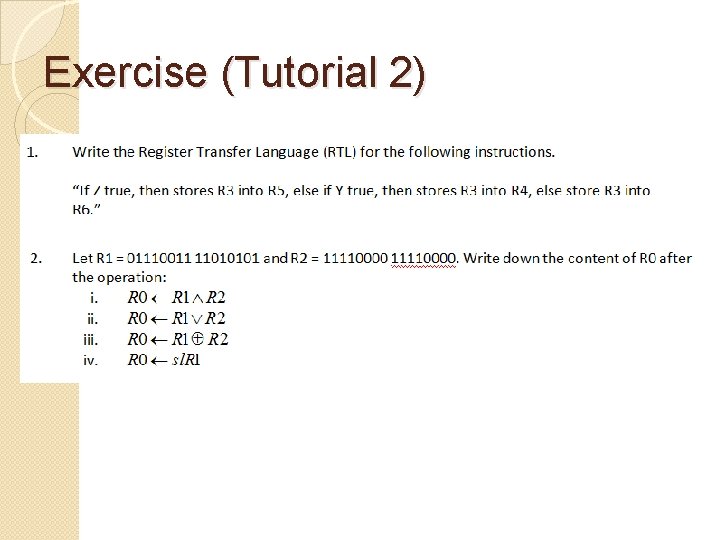 Exercise (Tutorial 2) 