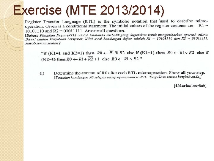 Exercise (MTE 2013/2014) 