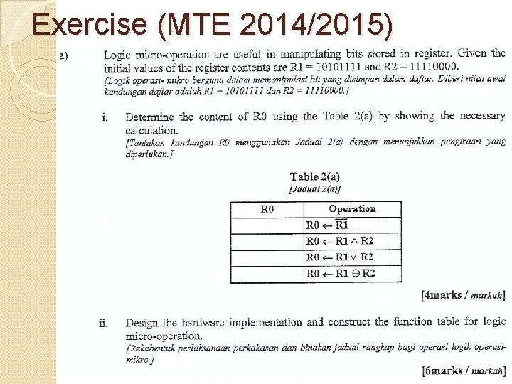 Exercise (MTE 2014/2015) 