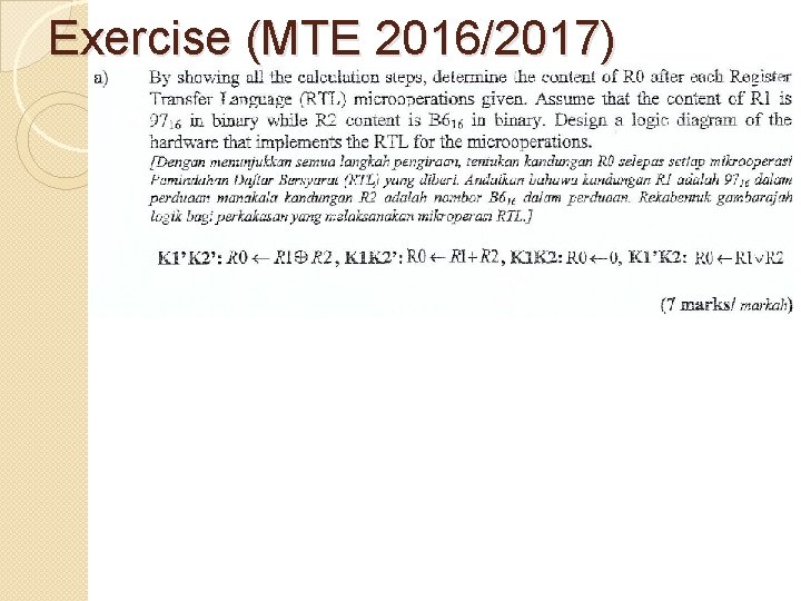 Exercise (MTE 2016/2017) 