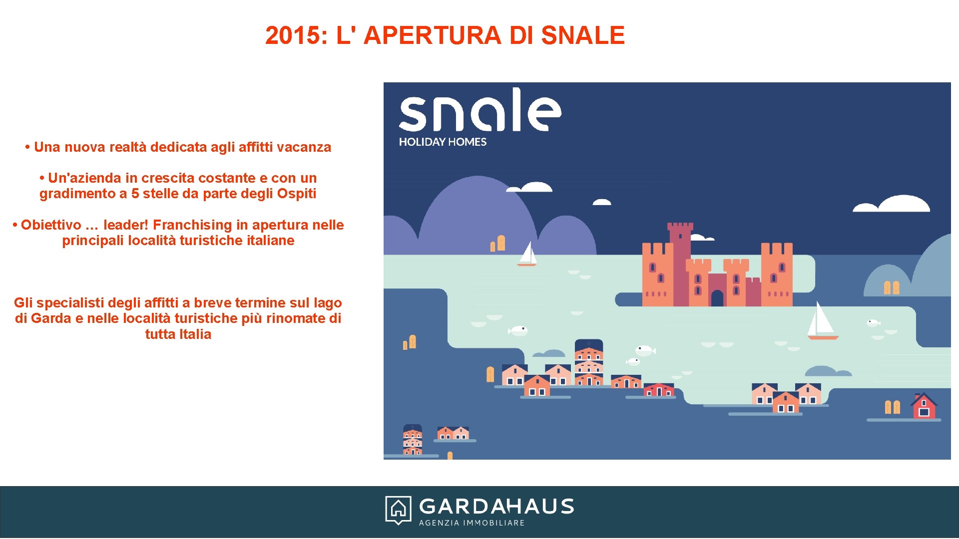 2015: L' APERTURA DI SNALE • Una nuova realtà dedicata agli affitti vacanza •