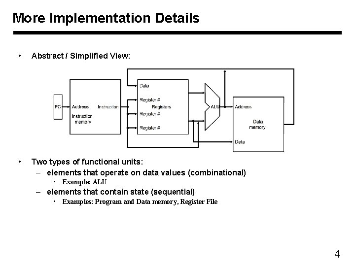 More Implementation Details • Abstract / Simplified View: • Two types of functional units: