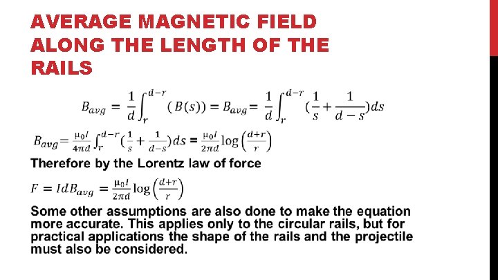 AVERAGE MAGNETIC FIELD ALONG THE LENGTH OF THE RAILS 