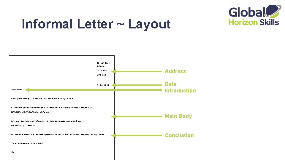 Informal Letter ~ Layout 16 High Street Omagh Co Tyrone LT 48 6 EN