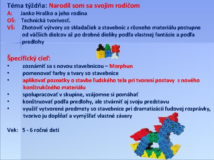 Téma týždňa: Narodil som sa svojim rodičom A: Janko Hraško a jeho rodina OŠ: