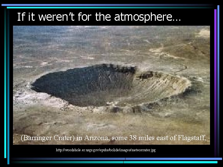 If it weren’t for the atmosphere… (Barringer Crater) in Arizona, some 38 miles east