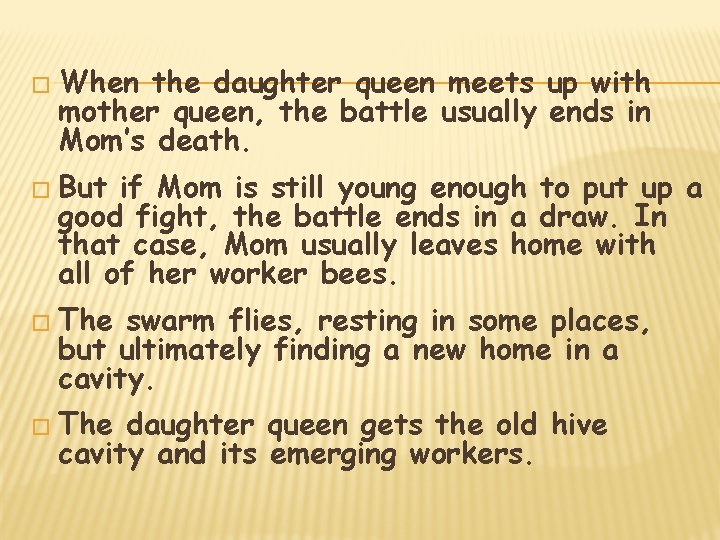 � When the daughter queen meets up with mother queen, the battle usually ends