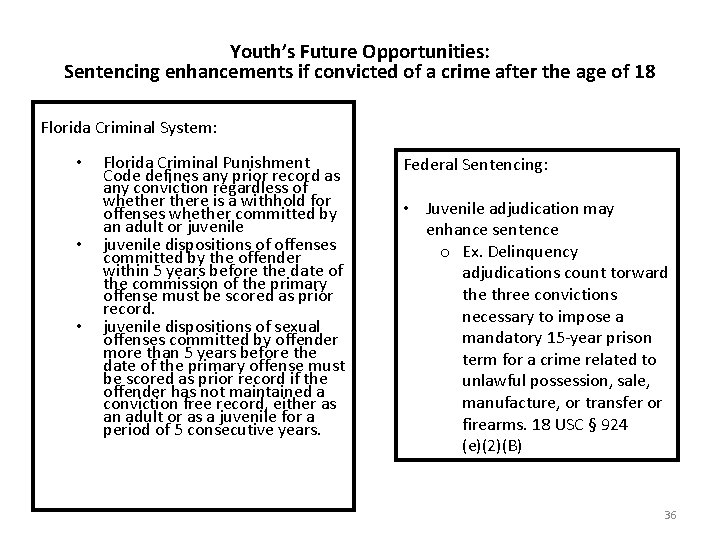 Youth’s Future Opportunities: Sentencing enhancements if convicted of a crime after the age of