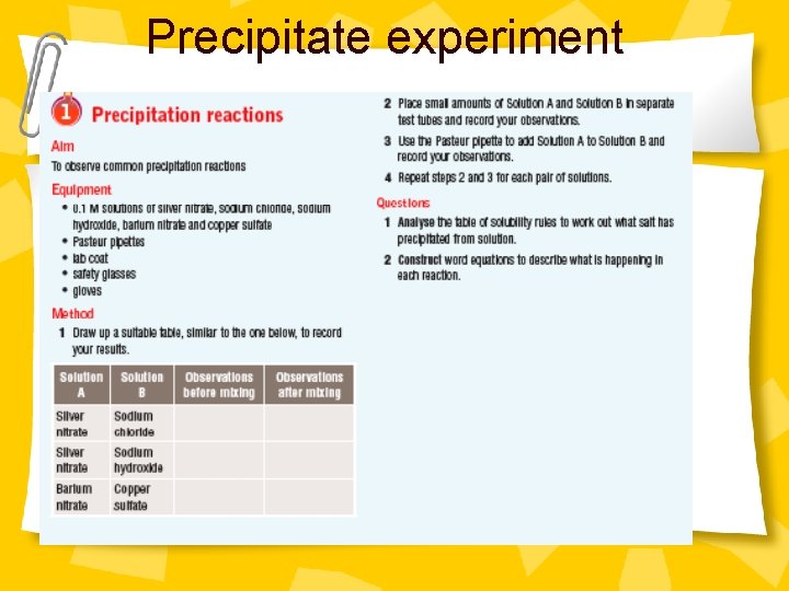 Precipitate experiment 