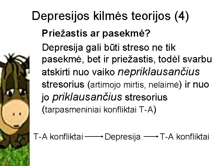 Depresijos kilmės teorijos (4) Priežastis ar pasekmė? Depresija gali būti streso ne tik pasekmė,