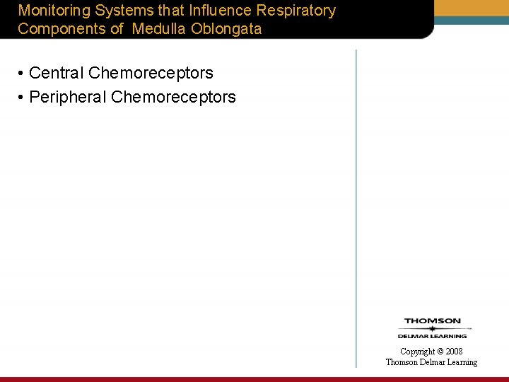 Monitoring Systems that Influence Respiratory Components of Medulla Oblongata • Central Chemoreceptors • Peripheral