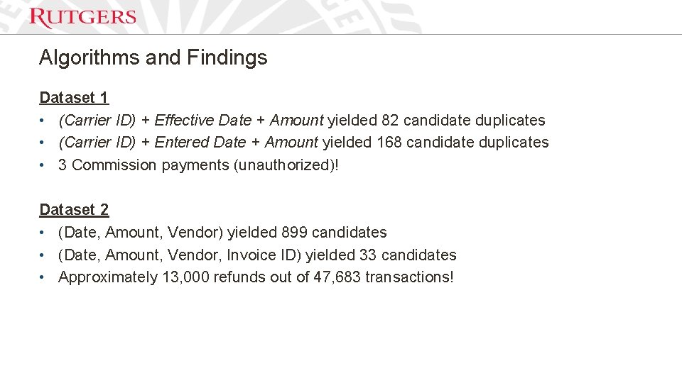 Essay 3: Findings Algorithms and Findings Dataset 1 • (Carrier ID) + Effective Date