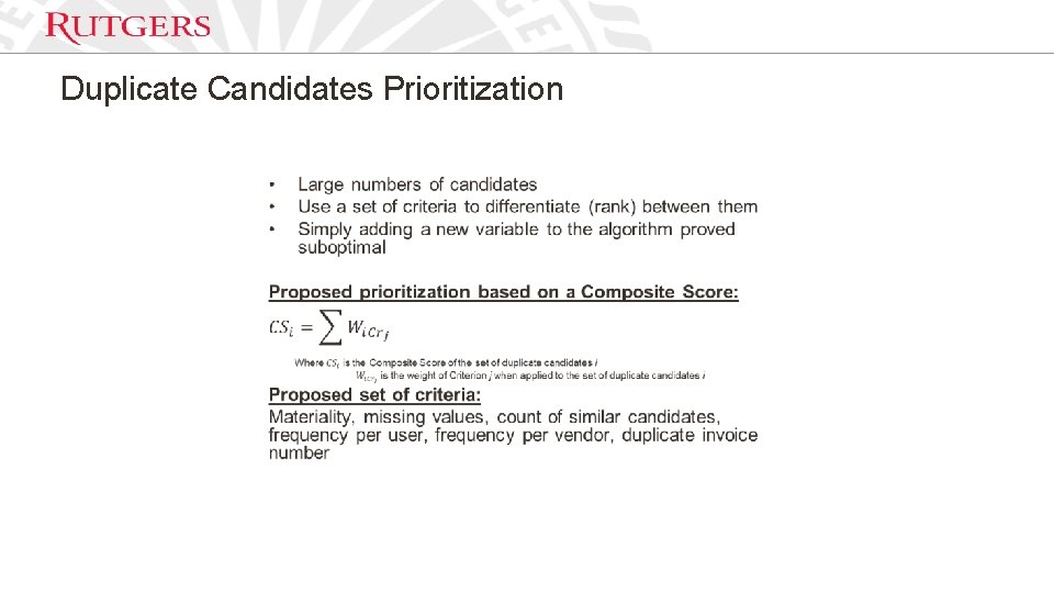 Essay 3: Prioritization Duplicate Candidates Prioritization • 