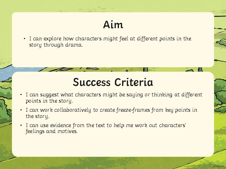 Aim • I can explore how characters might feel at different points in the