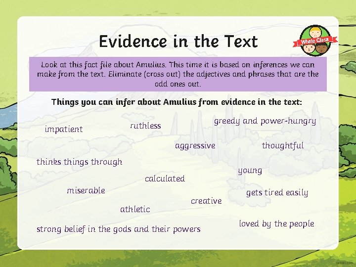 Evidence in the Text Look at this fact file about Amulius. This time it