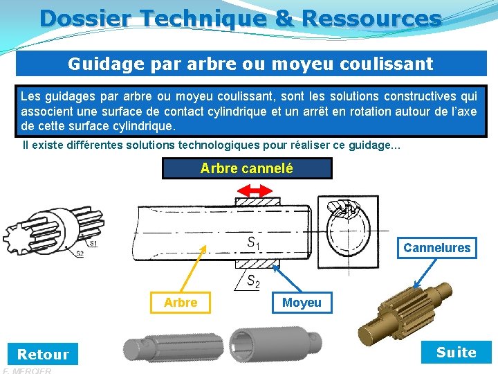 Dossier Technique & Ressources Guidage par arbre ou moyeu coulissant Les guidages par arbre