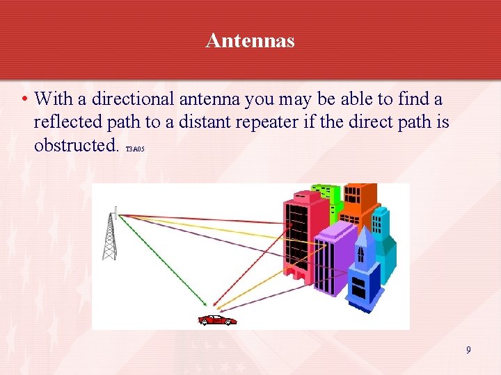 Antennas • With a directional antenna you may be able to find a reflected