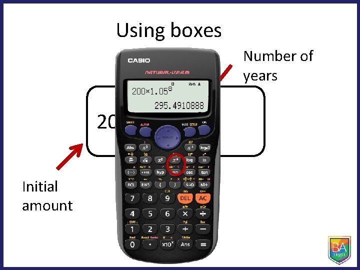 Using boxes Number of years 200 Initial amount Percentage increase or decrease Using boxes Number of years 200 Initial amount Percentage increase or decrease