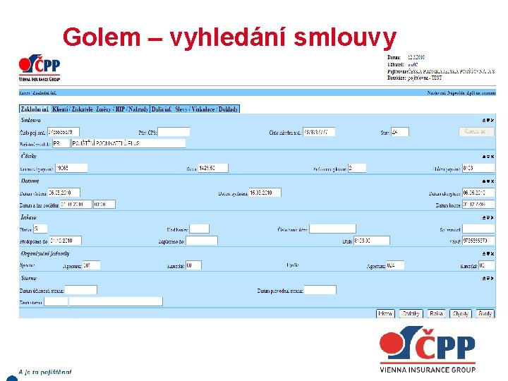 Golem – vyhledání smlouvy 