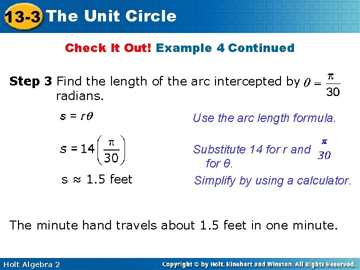 13 -3 The Unit Circle Check It Out! Example 4 Continued Step 3 Find