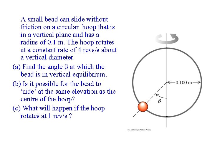 A small bead can slide without friction on a circular hoop that is in