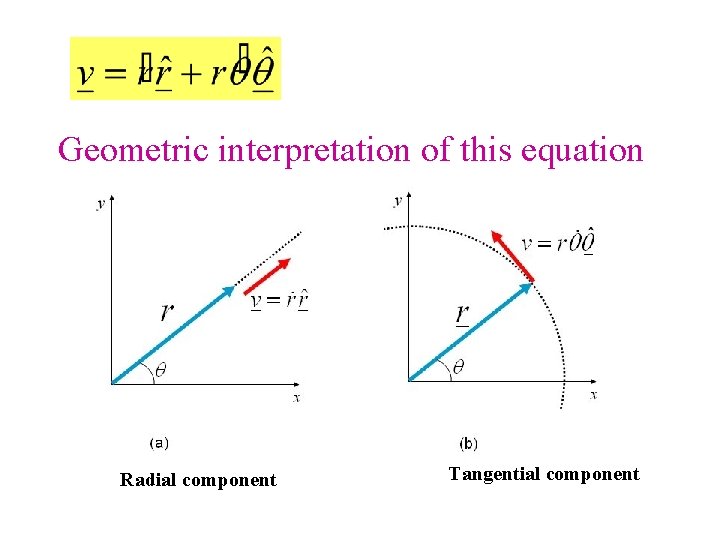 Geometric interpretation of this equation Radial component Tangential component 