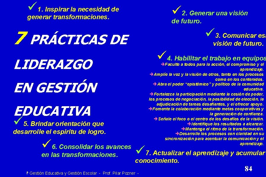 ü 1. Inspirar la necesidad de ü 2. Generar una visión generar transformaciones. de