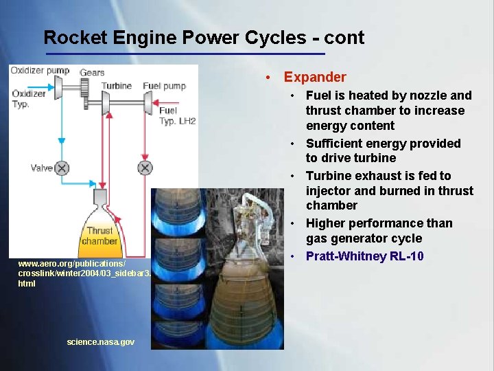 Rocket Engine Power Cycles - cont • Expander www. aero. org/publications/ crosslink/winter 2004/03_sidebar 3.