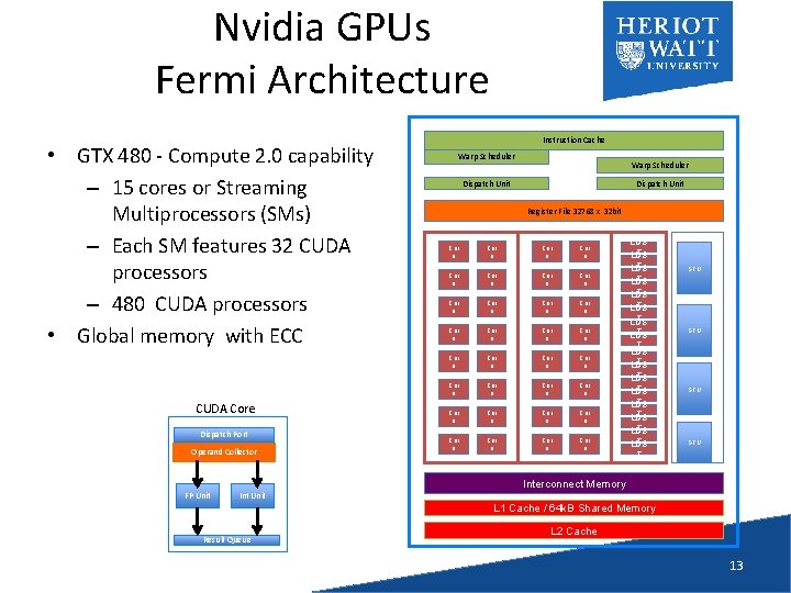 Nvidia GPUs Fermi Architecture • GTX 480 - Compute 2. 0 capability – 15
